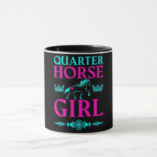 Kwart Paard Meisje in Aqua en Roze Mok
