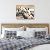 kwart paard op Canadian Prairie Canvas Afdruk (Insitu (Slaapkamer))