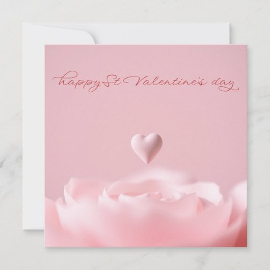 Kwart Rosa Hart Bloem Valentijn Feestdagenkaart (Voorkant)