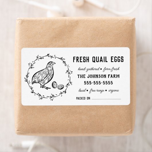 Kwartaaleieren |  Boerderij Naam zwart/wit etiket (Insitu)