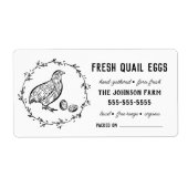 Kwartaaleieren |  Boerderij Naam zwart/wit etiket (Voorkant)