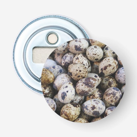 Kwartaaleieren Button Flesopener (Voorkant)