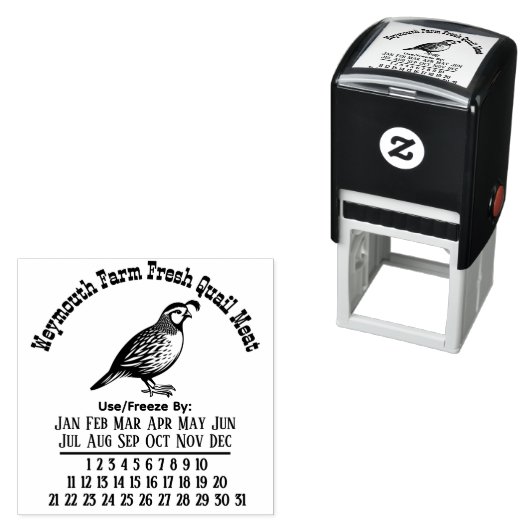 Kwartel Boerderij Vlees Eieren Versheid Kalender D Zelfinktende Stempel (In situ)