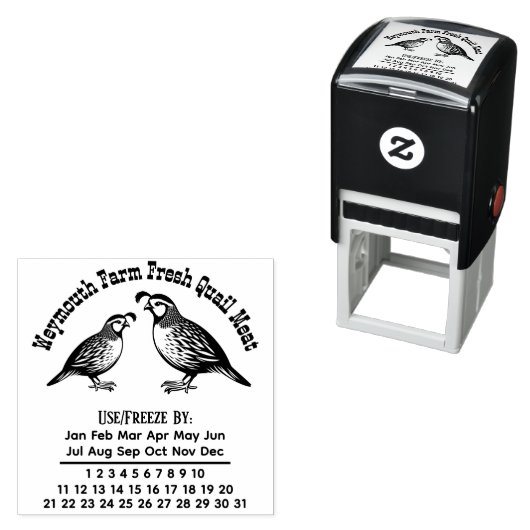 Kwartel Boerderij Vlees Eieren Versheid Kalender D Zelfinktende Stempel (In situ)