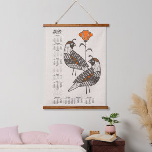 Kwartel en Klaproos 2026 Kalender V2 ©studioxtine Hangend Wandkleed