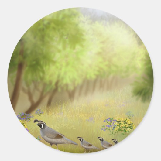 Kwartel in een Meadow Sticker (Voorkant)