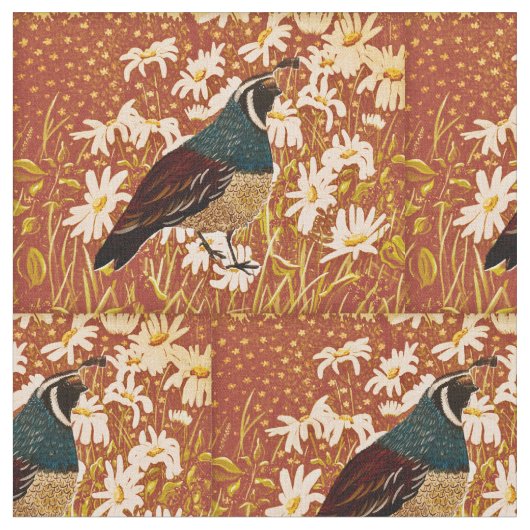 Kwartel in Herfst madeliefjes Stof (Close Up)