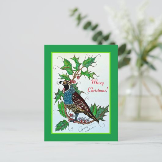 Kwartel in Holly Briefkaart (Staand voorkant)