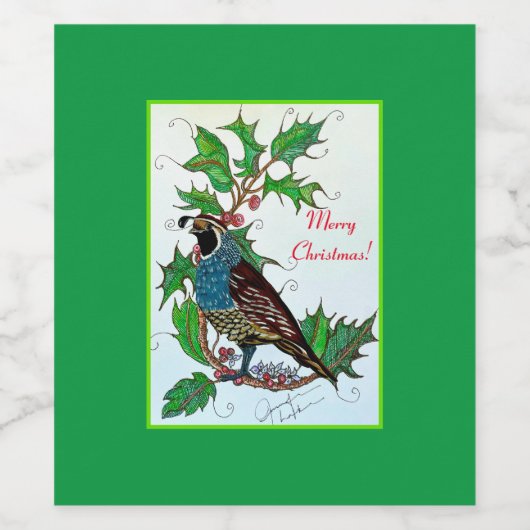 Kwartel in Holly Wijn Etiket (Enkel label)