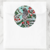 Kwartel in Kerstmis Holly! Ronde Sticker (Tas)