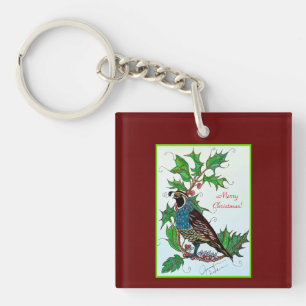 Kwartel Kerstmis Sleutelhanger