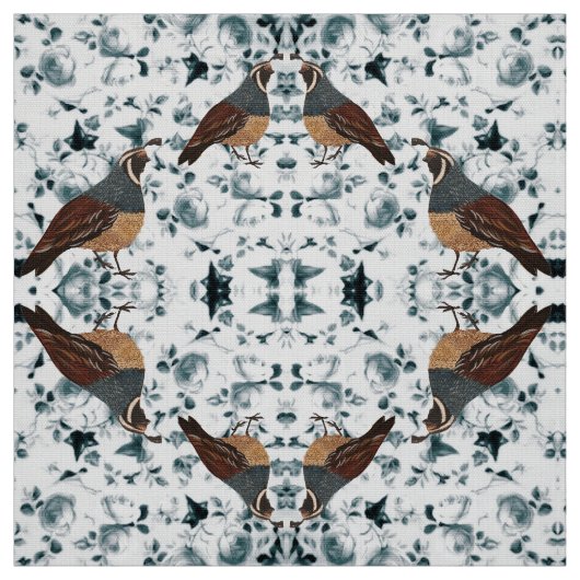 Kwartel op Chitnz Floral Fabric Stof (Swatch)