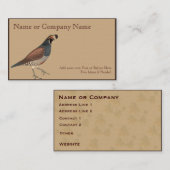 Kwartel op grijze Gamboge met bladeren Visitekaartje (Voorkant / Achterkant)