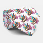 Kwartel op tak kleurrijke achtergrond stropdas (Opgerold)