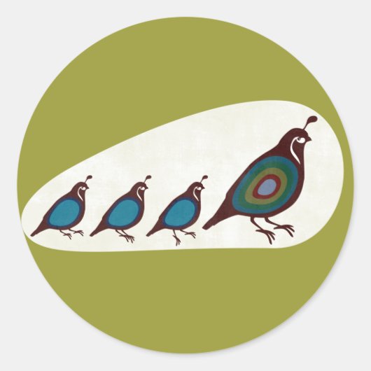 Kwartel Ronde Sticker (Voorkant)