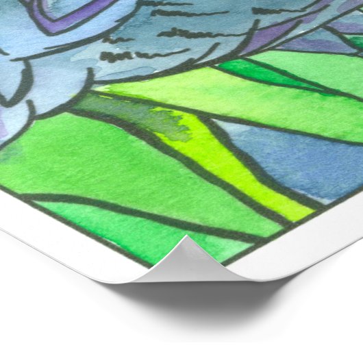 Kwartel Roze Tulpen Vogel Waterverf Schilderij Poster (Hoek)