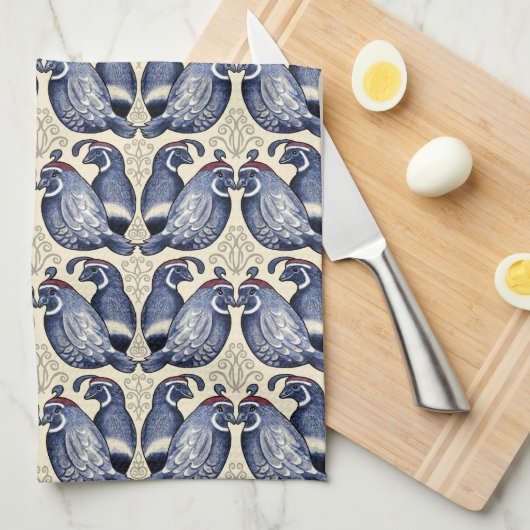 Kwartel Vogel Decoratieve Keuken Handdoek (Quarter Fold)