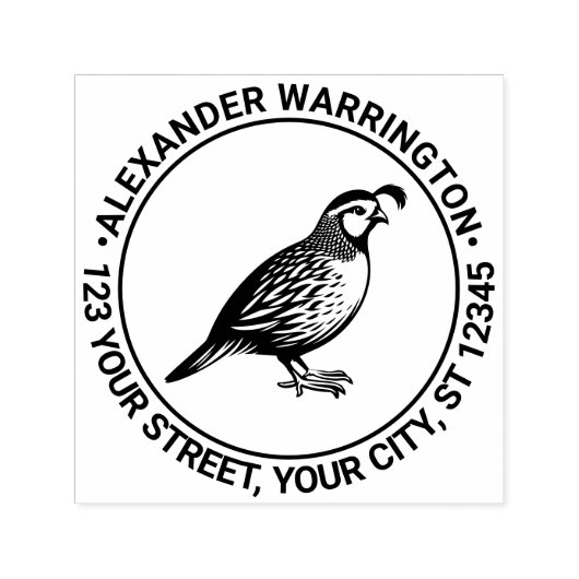Kwartel Wild Game Vogel Staande Naam RET Adres Zelfinktende Stempel (Design)