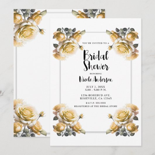 Kwartelgeel Rozen Vervallen Douche Kaart (Voorkant / Achterkant)