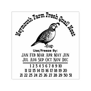 Kwartelhof Vlees Eieren Versheid Kalendar Datum #3 Zelfinktende Stempel