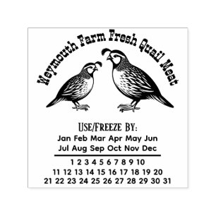 Kwartelhof Vlees Eieren Versheid Kalendar Datum #3 Zelfinktende Stempel