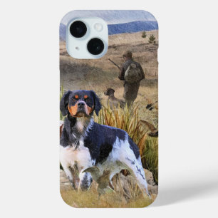Kwarteljacht met een Bretagne Spaniels, Kunst iPhone 15 Case