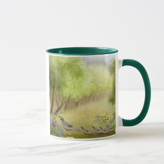 Kwartels in een Mok met beemdgervinger (Rechts)