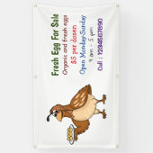 Kwartels met cartoon van vers ei voor verkoop spandoek (Verticaal)