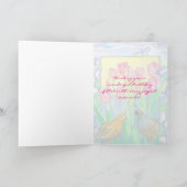 Kwartels Roze Tulp Bloemen Gelukkige Verjaardag Kaart (Binnen)