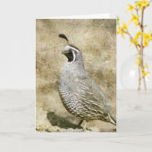 Kwartels, verjaardag kaart (Gele Bloem)