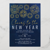 Kwarten voor nieuwjaarspartij folie uitnodiging (Voorkant)