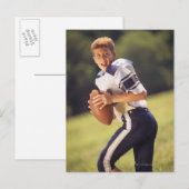 Kwarterback van de middelbare school met football briefkaart (Voorkant / Achterkant)