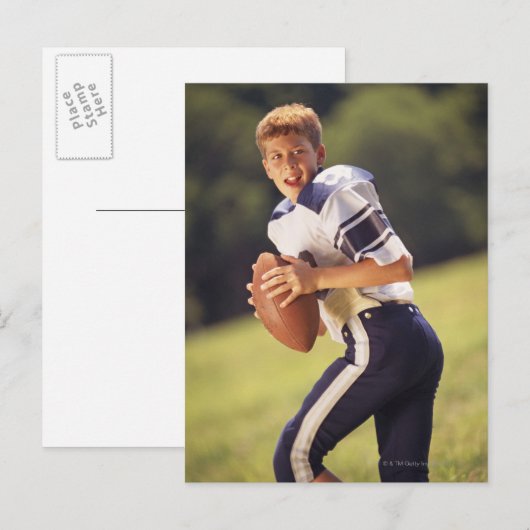 Kwarterback van de middelbare school met football briefkaart (Voorkant / Achterkant)