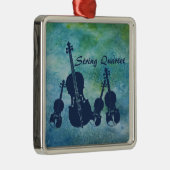 Kwartet string op blauw metalen ornament (Rechts)