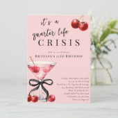 Kwartierlevencrisis Cherry Martini 25e verjaardag Kaart (Staand voorkant)