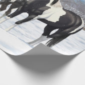 kwartpaarden zwart in verf in sneeuw cadeaupapier (Hoek)