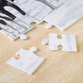 kwartpaarden zwart in verf in sneeuw legpuzzel (Zijkant)