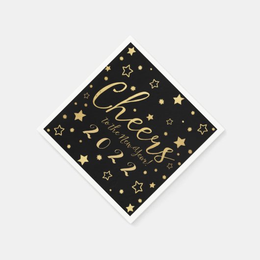 Kwarts nieuwjaarsfeest Napkins/Black Servet (Hoek)