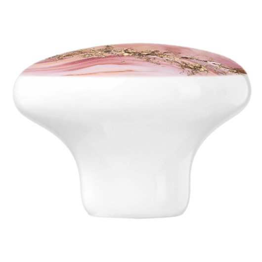 Kwarts & pastel pink keramische knop (Zijkant)