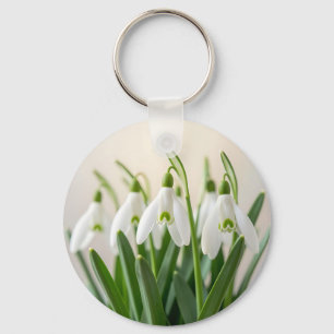 Kwassige Witte Sneeuwklokje Bloemen Lente Bloei Sleutelhanger