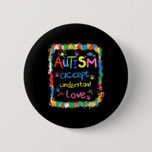 Kwast Autisme Bewustzijn Accepteer Begrijp Liefde Ronde Button 5,7 Cm