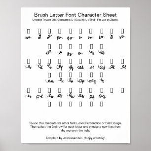 Kwast Letter Teken Karakterblad Swashes Poster