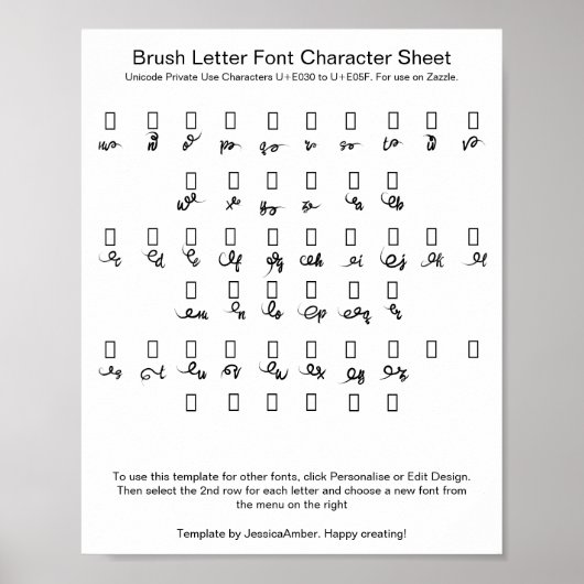 Kwast Letter Teken Karakterblad Swashes Poster (Voorkant)