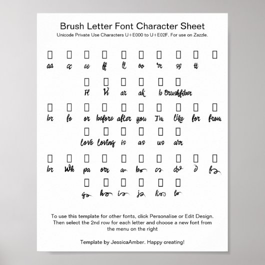 Kwast Letter Teken Karakterblad Swashes Poster (Voorkant)