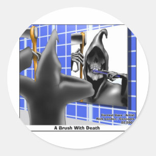 Kwast met de dood Grappige Halloween Cadeautjes vo Ronde Sticker