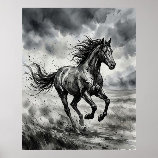 Kwast Paard Storm Poster (Voorkant)
