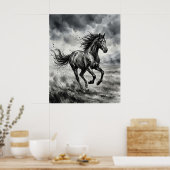 Kwast Paard Storm Poster (Keuken)