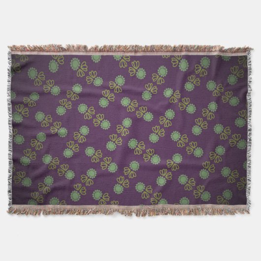 Kwastdeken met bloem op paars deken (Voorkant)