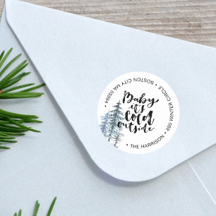 Kwaststreek Baby het is koud buiten Retouradres Ronde Sticker