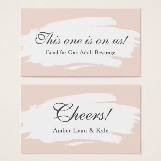Kwaststreek & Blush Roze met Script, Drinkkaarten Visitekaartjes (Voorkant /achterkant)